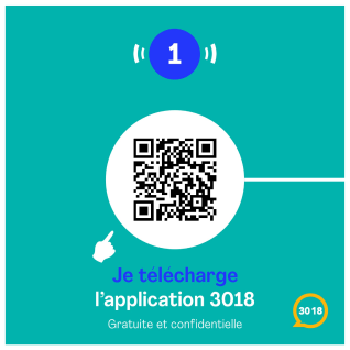 QR code servant à télécharger l'application 3018 contre le harcèlement